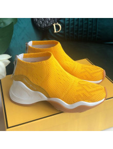 Fendi FFluid Knit Jacquard Zip Sneakers Yellow 2019