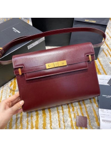 Saint Laurent Manhattan Shoulder Bag in Smooth Shiny Leather 579271 Burgundy 2020