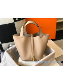 Hermes Picotin Lock Bag 22cm in Togo Calfskin Light Grey/Gold 2020