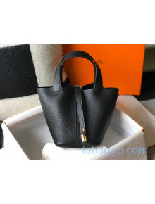 Hermes Picotin Lock Bag 18cm in Togo Calfskin Black/Gold 2020