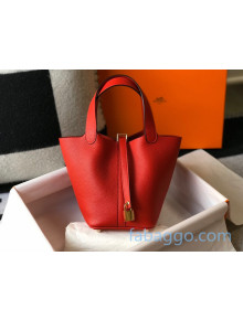 Hermes Picotin Lock Bag 18cm in Togo Calfskin Red/Gold 2020