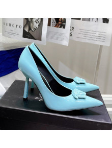 Versace La Medusa Patent Leather Pumps 9.5cm Blue 2021 08