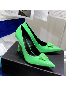 Versace La Medusa Patent Leather Pumps 9.5cm Green 2021 12