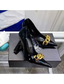 Versace Medusa Chain Patent Leather Pumps 9.5cm Black 2021 16