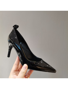 Valentino Roman Stud Shiny Lambskin Pumps with Tassel Strap Black 2021