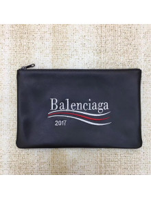 Balen Calfskin Embroidered Pouch Clutch Mini Bag Black 2017