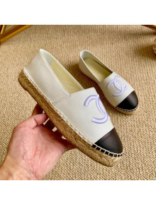 Chanel Leather Embroidered CC Espadrilles White 2020