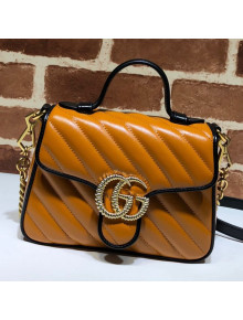 Gucci GG Diagonal Marmont Leather Mini Top Handle Bag 583571 Cognac 2019