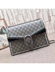 Gucci Dionysus GG Supreme Medium Shoulder Bag with Crystals 403348 Black 2017