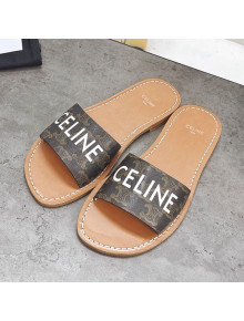 Celine Triomphe Canvas Slide Sandals Brown 2021 04