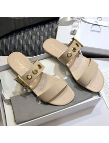 Dior Eyelet Calfskin Slide Sandals Nude 2020