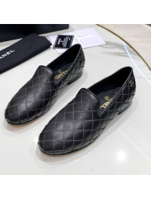 Chanel Quilted Calfskin Loafers Black 2021