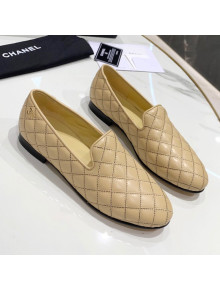 Chanel Quilted Calfskin Loafers Apricot 2021