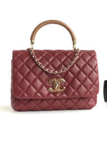 Chanel Lambskin Knock On Wood Top Handle Bag A57342 Burgundy 2018