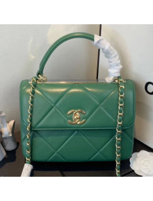 Chanel Maxi Quilted Lambskin Small Flap Bag with Top Handle Bag A92236 Green 2019