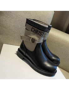 Dior D-Major Ankle Boots in Technical Fabric and Calfskin Taupe/Black 2021