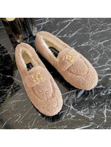 Chanel Shearling Wool Flat Loafers Beige 2020