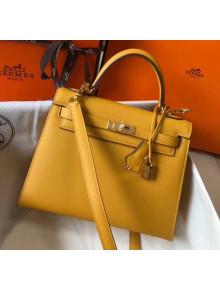 Hermes Kelly 25cm Top Handle Bag in Epsom Leather Ginger 2020