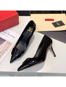 Valentino VLogo One-Tone Patent Leather Pumps 80mm Black 2020