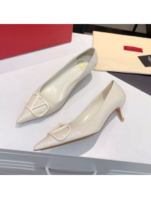 Valentino VLogo One-Tone Patent Leather Pumps 40mm White 2020