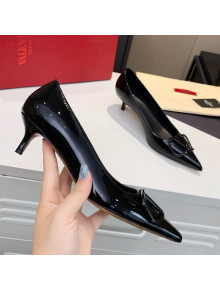 Valentino VLogo One-Tone Patent Leather Pumps 40mm Black 2020