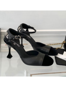 Chanel Lambskin Pumps 9cm with Logo Back Black 2021