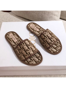 Dior Homey Slipper Sandals in Brown Oblique Embroidery 2020