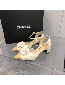 Chanel Quilted Lambskin Open Shoe/Slingback Pumps 5cm G38365 White 2021 