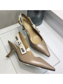 Dior Slingback In Patent Calfskin With J'Adior Ribbon 6.5 cm Pearl Beige 2018