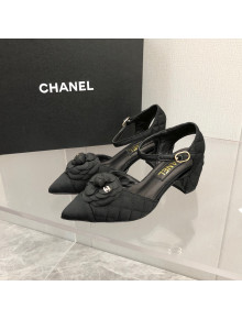 Chanel Quilted Grosgrain Open Shoe/Slingback Pumps 5cm G38365 Black 2021 