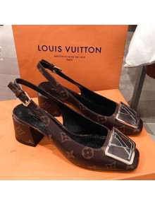 Louis Vuitton Madeleine Monogram Canvas Square LV Slingback Pumps 2020