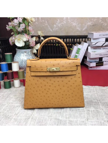 Hermes Original Ostrich Leather Kelly 25cm/28cm Ginger