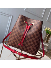 Louis Vuitton NéoNoé Damier Ebene Canvas Bucket Bag N40214 Red 2019