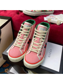 Gucci Tennis 1977 High Top Sneakers in Pink Canvas 13 2020 (For Women and Men)