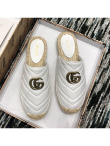 Gucci Leather Espadrille Mules Slippers with Double G 551881 White 2019