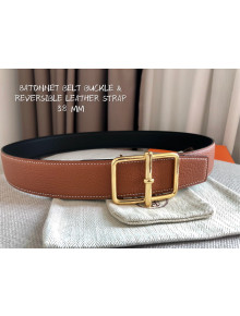 Hermes Batonnet Belt Buckle & Reversible Leather 38mm Brown/Gold 2021