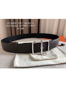 Hermes Batonnet Belt Buckle & Reversible Leather 38mm Coffee Brown/Silver 2021