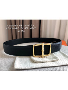 Hermes Batonnet Belt Buckle & Reversible Leather 38mm Black/Gold 2021