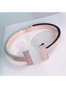 Tiffany & Co. Tiffany T Square Bracelet With Crystal Pink Gold 2020