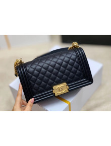 Chanel Quilted Origial Haas Big Caviar Leather Medium Boy Flap Bag Black with Gold Hardware(Top Quality)