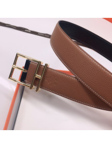 Hermes Batonnet Belt Pink Buckle 38mm Brown/Gold 2021