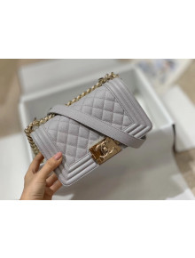 Chanel Quilted Origial Haas Big Caviar Leather Small Boy Flap Bag Grey with Light Gold Hardware(Top Quality)