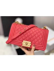 Chanel Quilted Origial Haas Caviar Leather Medium Boy Flap Bag Peach with Matte Gold Hardware(Top Quality)