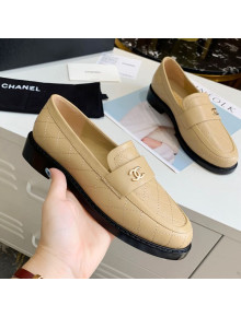 Chanel Quilted Lambskin Loafers with CC Band G36436 Apricot 2020