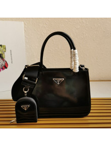 Prada Brushed Leather Top Handle Bag 1BA320 Black 2021