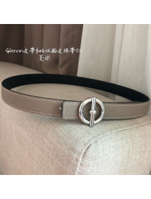 Hermes Glenan Reversible Calfskin Belt 24mm with Ring Buckle Grey/Silver 2021