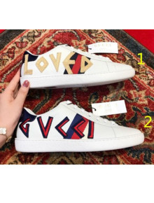 Gucci Ace Sneaker with "Loved" Embroidery 505328 White 2018