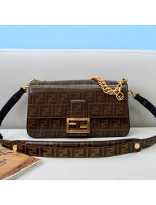 Fendi Large Baguette FF Glazed Shoulder Bag Brown 2021 320L 02