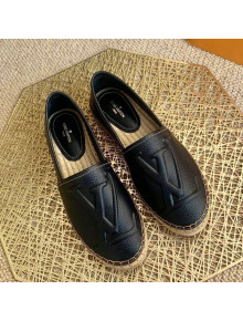 Louis Vuitton LV Grained Leather Espadrilles Black 2021