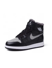 Nike WMNS AJ1 High-Top Sneakers in Calfskin and Wool Black 2020